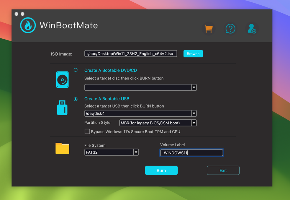 main interface of WinBootMate